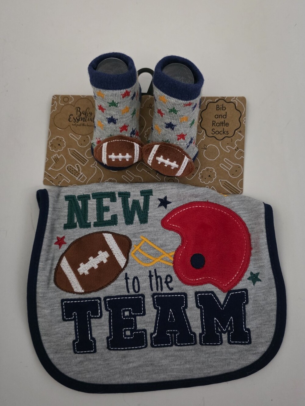 Baby Essentials Baby "New To Team" Bib and Socks Set Size 0-6M New